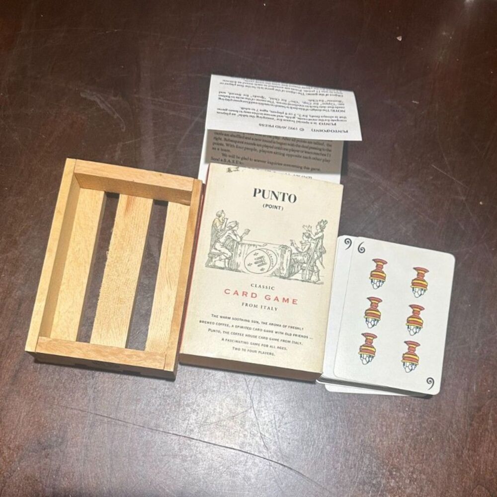 Vintage Punto Classic Italian Card Game Avid Press 1992 Starbucks Wood Crate